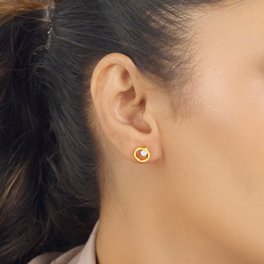 Soft Halo Gold Stud Earrings for Women