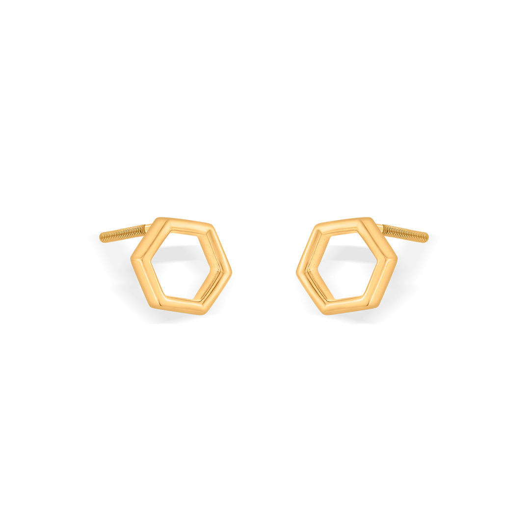 Honeycomb Glow Gold Stud Earrings for Women