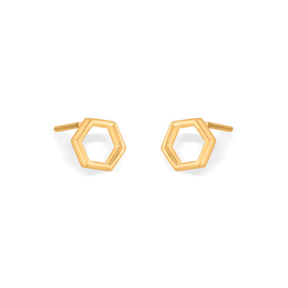 Honeycomb Glow Gold Stud Earrings for Women
