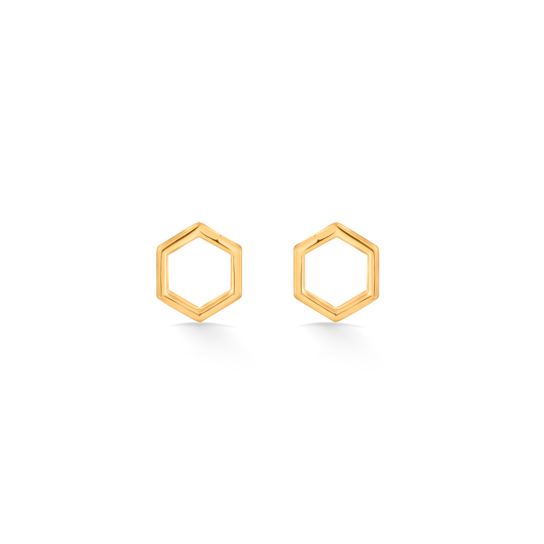 Honeycomb Glow Gold Stud Earrings for Women