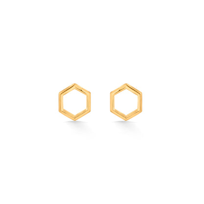 Honeycomb Glow Gold Stud Earrings for Women
