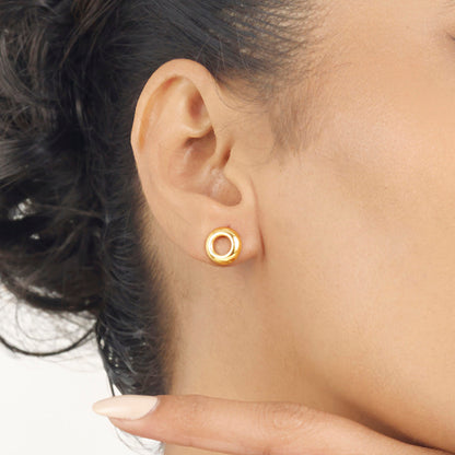 Cloud Halo Gold Stud Earrings for Women