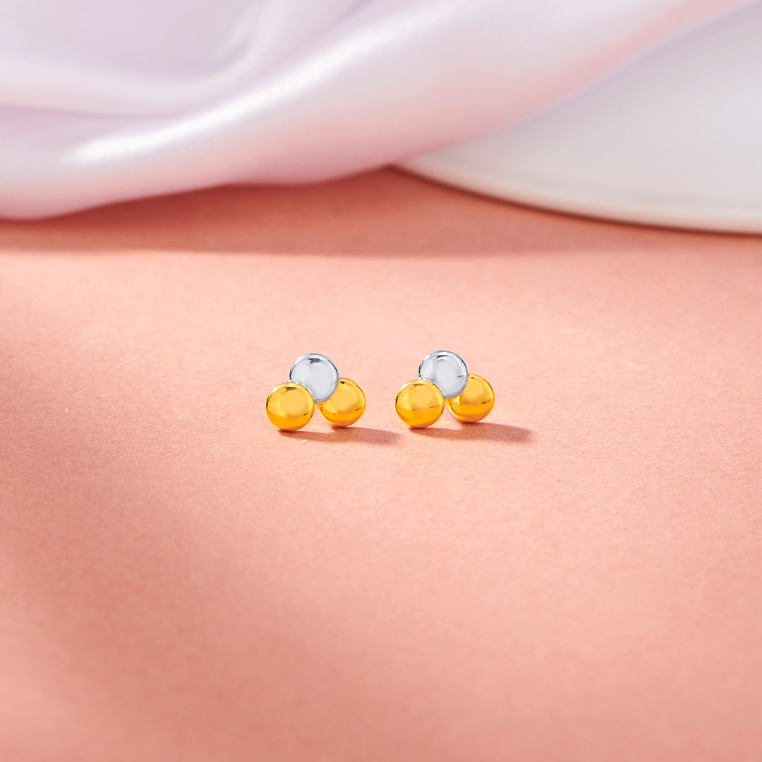 Triple Spark Gold Stud Earrings for Women