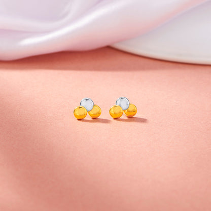 Triple Spark Gold Stud Earrings for Women