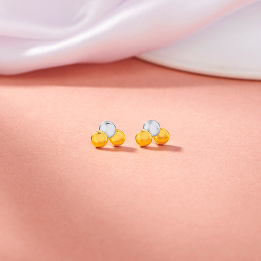 Triple Spark Gold Stud Earrings for Women