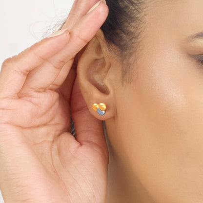 Triple Spark Gold Stud Earrings for Women