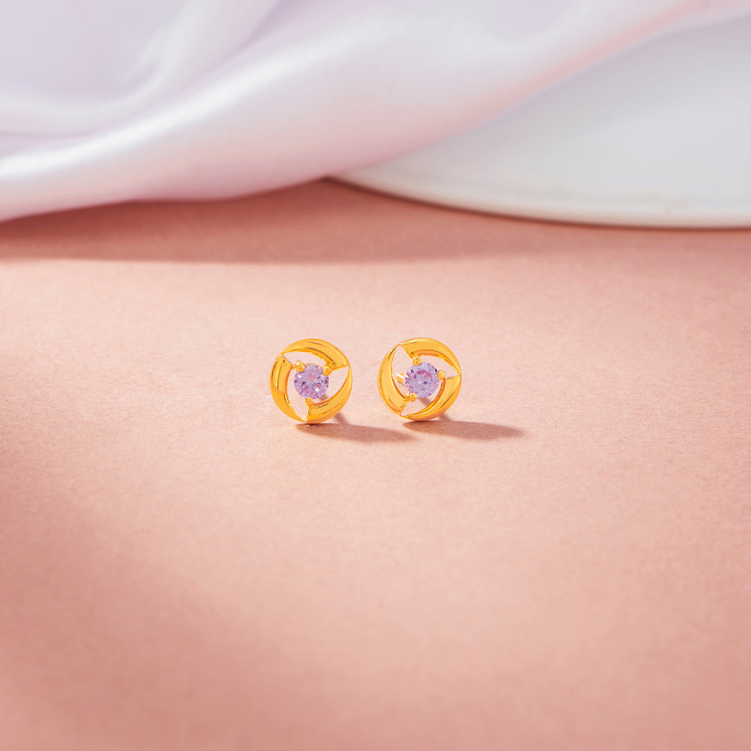Spark Loop Gold Stud Earrings for Women