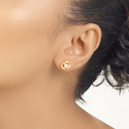 Spark Loop Gold Stud Earrings for Women
