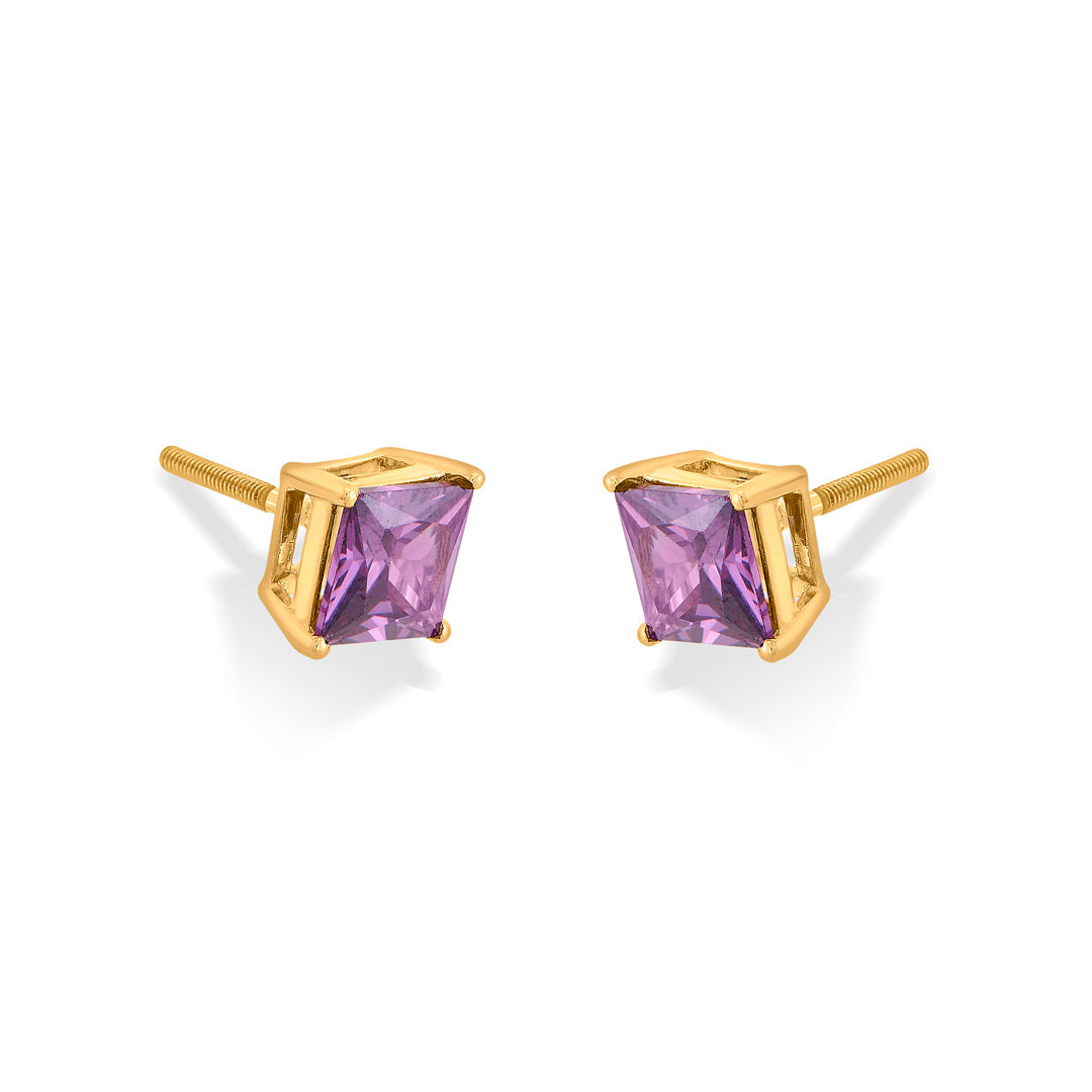 Berry Glow Gold Stud Earrings for Women