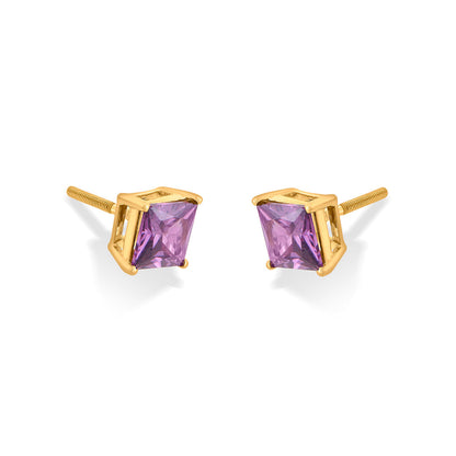 Berry Glow Gold Stud Earrings for Women