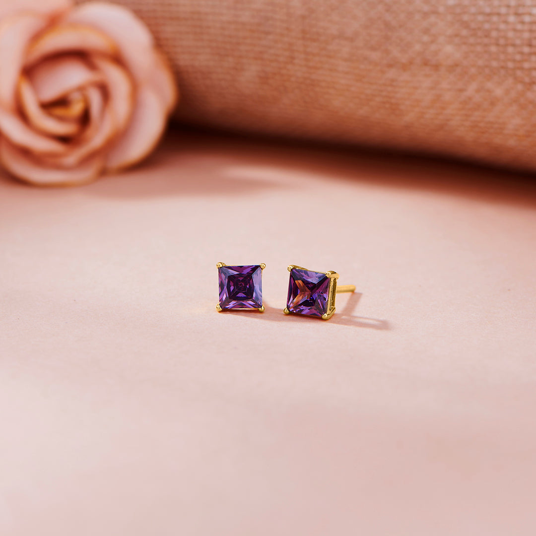 Berry Glow Gold Stud Earrings for Women