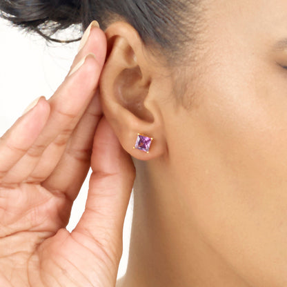 Berry Glow Gold Stud Earrings for Women