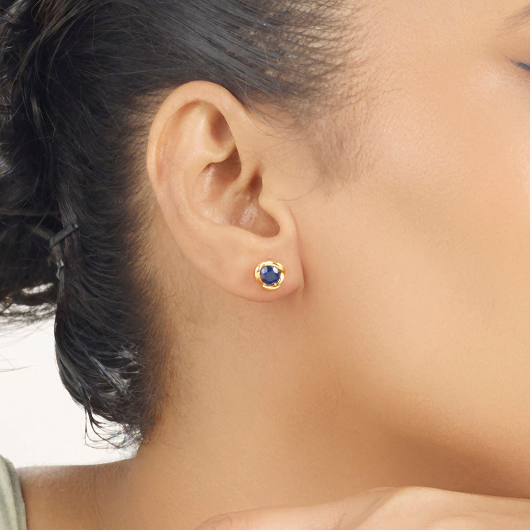 Ocean Gleam Gold Stud Earrings for Women