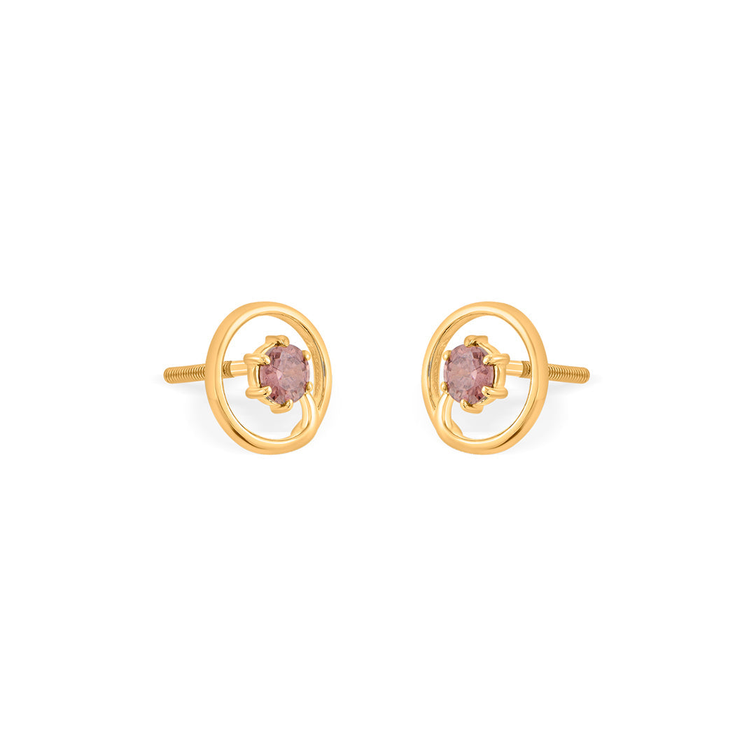 Lavender Halo Gold Stud Earrings for Women