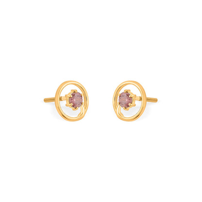 Lavender Halo Gold Stud Earrings for Women
