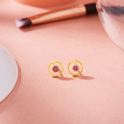 Lavender Halo Gold Stud Earrings for Women