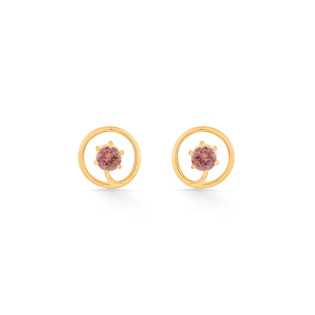 Lavender Halo Gold Stud Earrings for Women