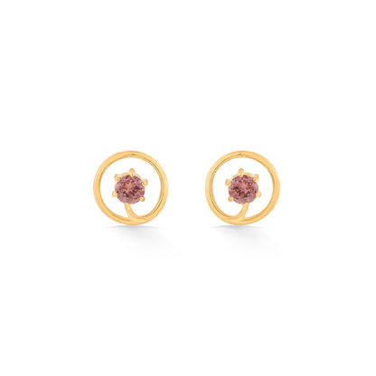 Lavender Halo Gold Stud Earrings for Women