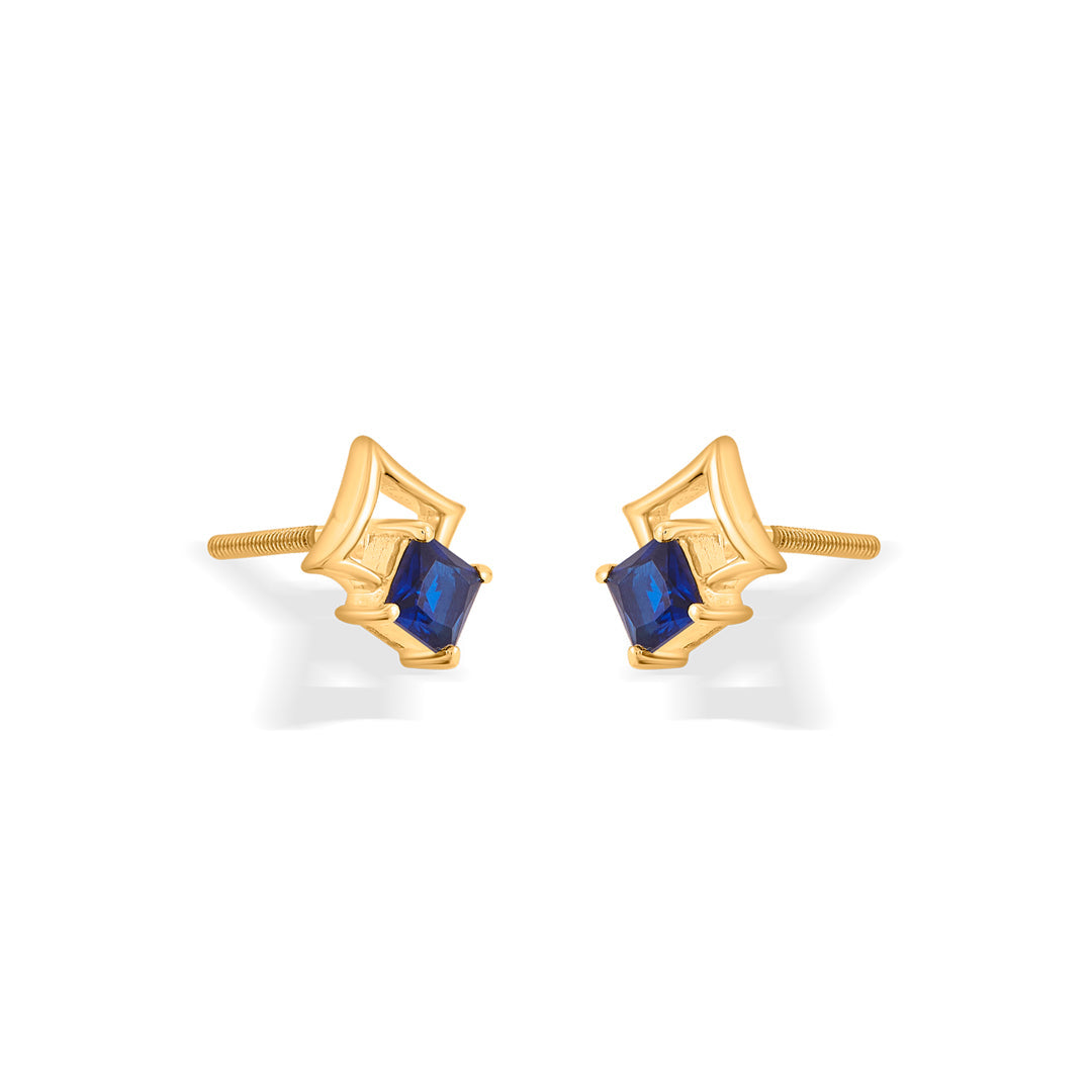Indigo Bloom Gold Stud Earrings for Women