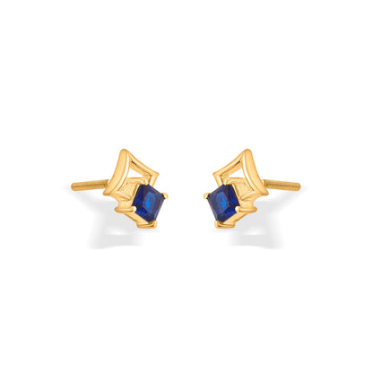 Indigo Bloom Gold Stud Earrings for Women