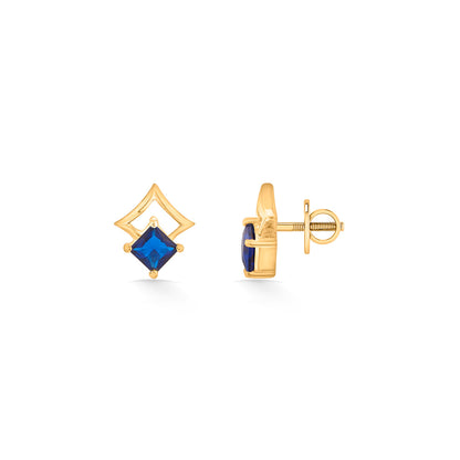 Indigo Bloom Gold Stud Earrings for Women
