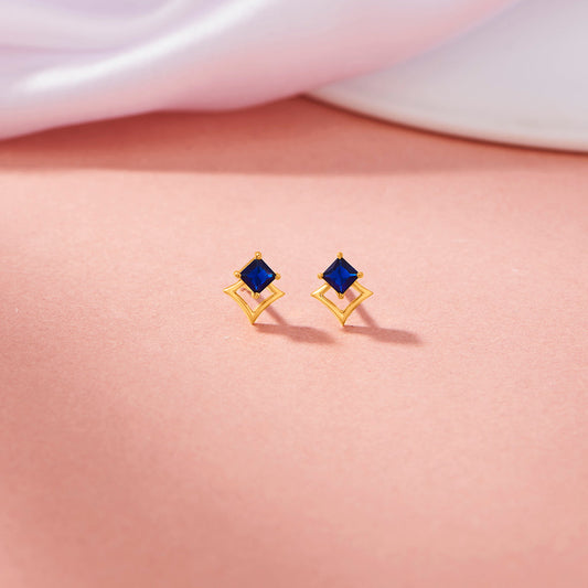Indigo Bloom Gold Stud Earrings for Women