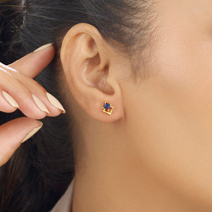 Indigo Bloom Gold Stud Earrings for Women