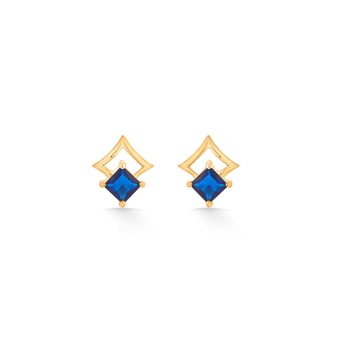 Indigo Bloom Gold Stud Earrings for Women