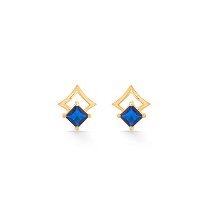 Indigo Bloom Gold Stud Earrings for Women