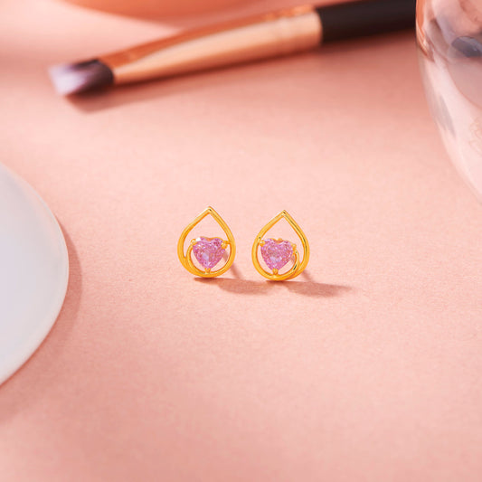 Blush Willow Gold Stud Earrings for Women