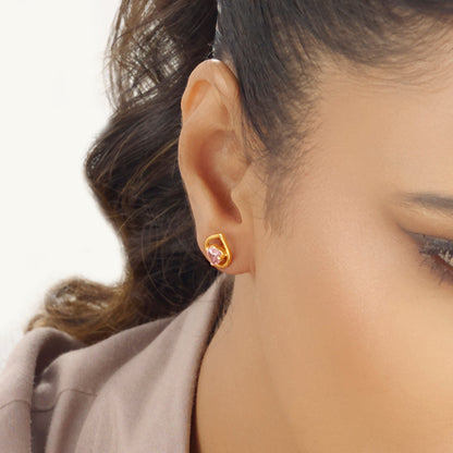 Blush Willow Gold Stud Earrings for Women