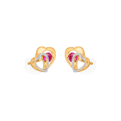 Rosé Hearts Gold Stud Earrings for Women