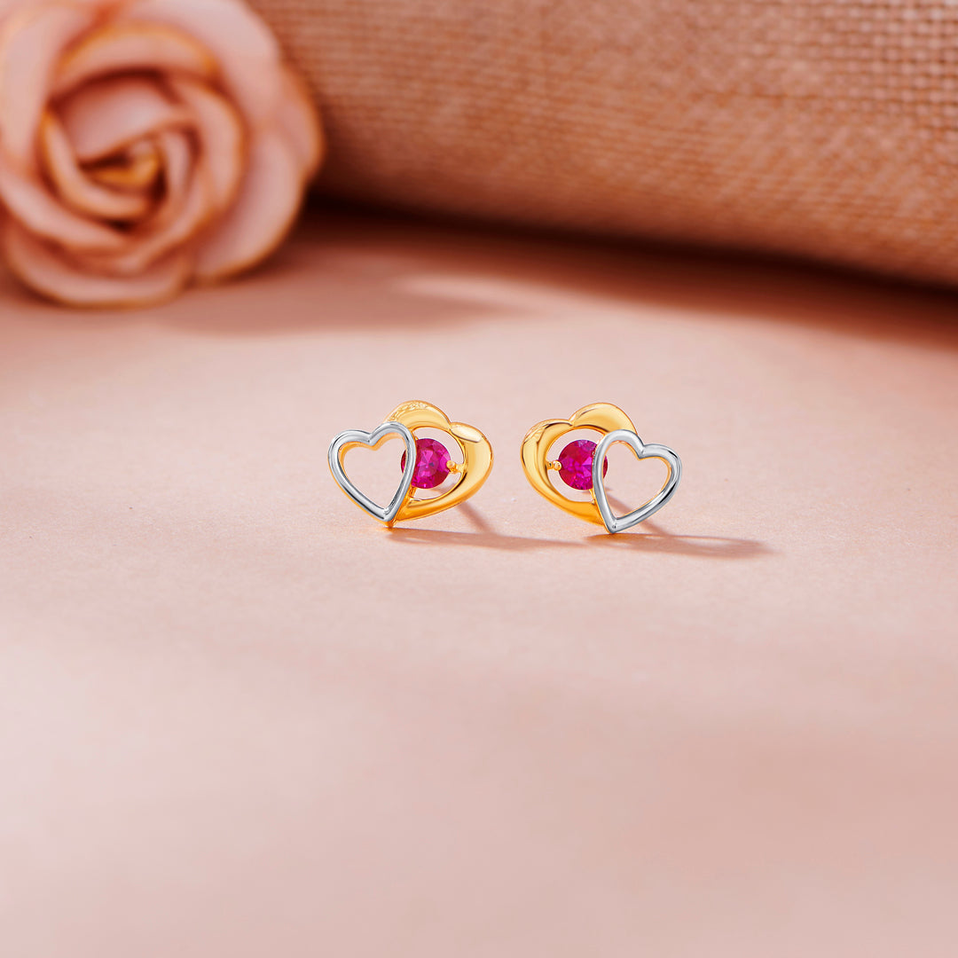 Rosé Hearts Gold Stud Earrings for Women