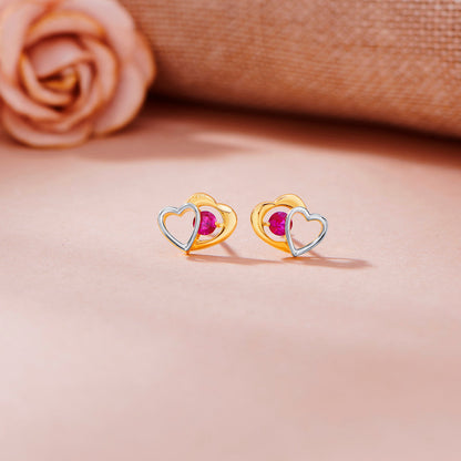 Rosé Hearts Gold Stud Earrings for Women