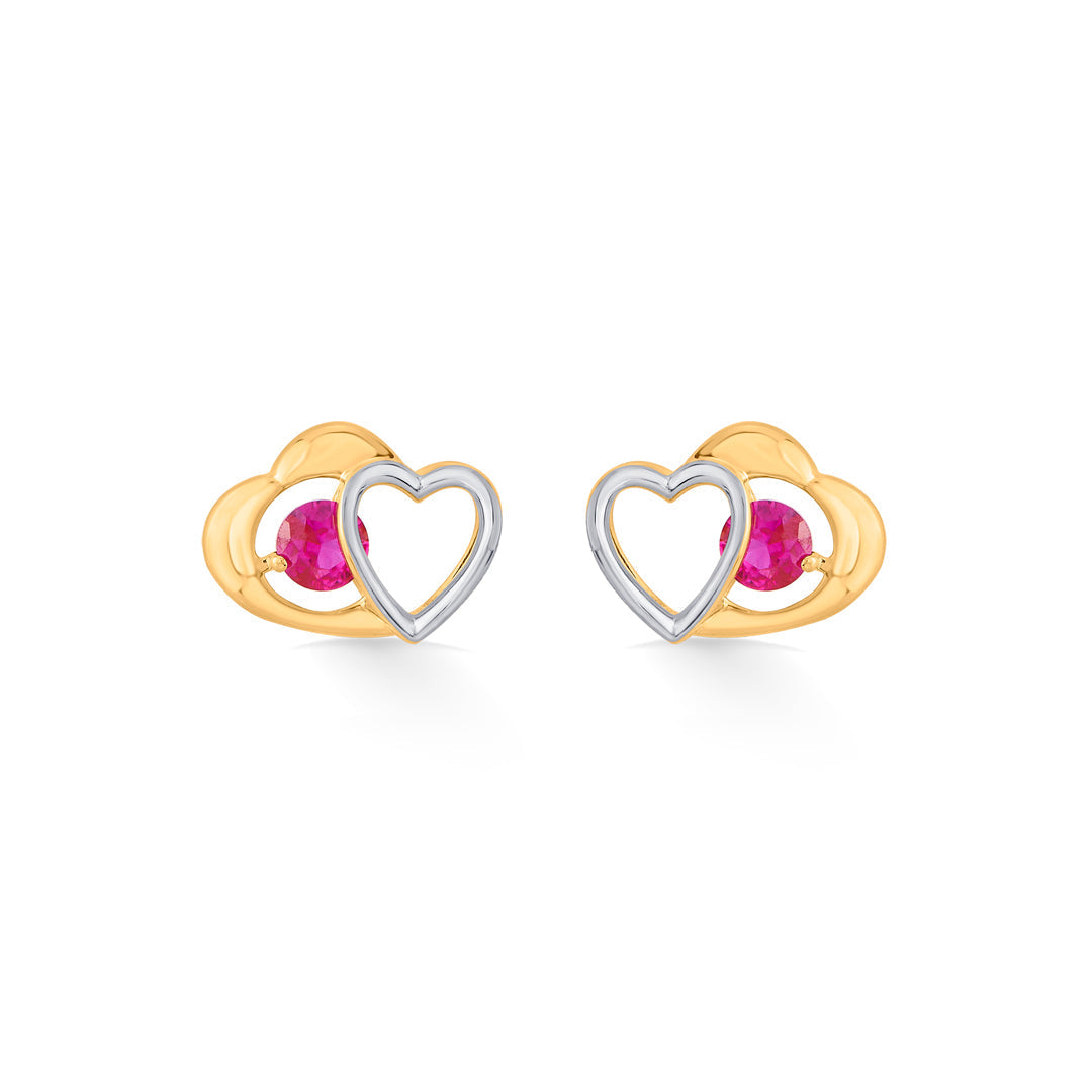 Rosé Hearts Gold Stud Earrings for Women