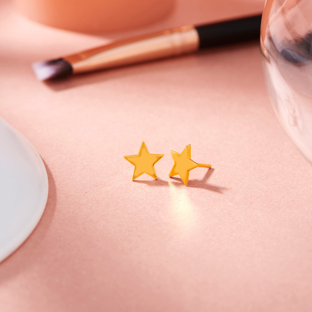 Vega Gleam Gold Stud Earrings for Women