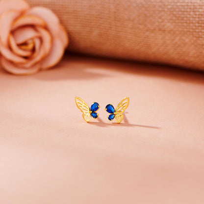Sapphire Drift Gold Stud Earrings for Women