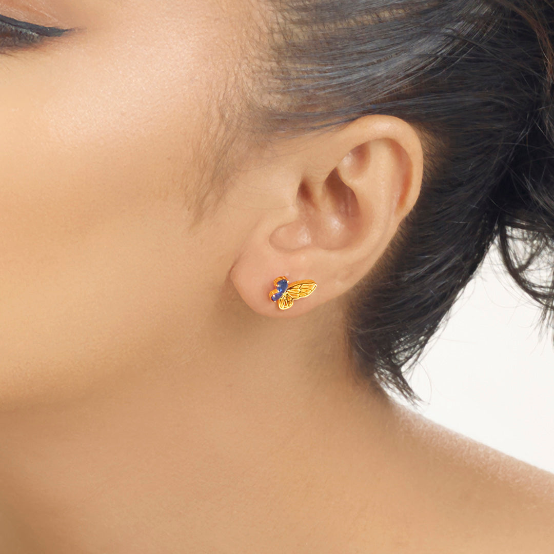 Sapphire Drift Gold Stud Earrings for Women