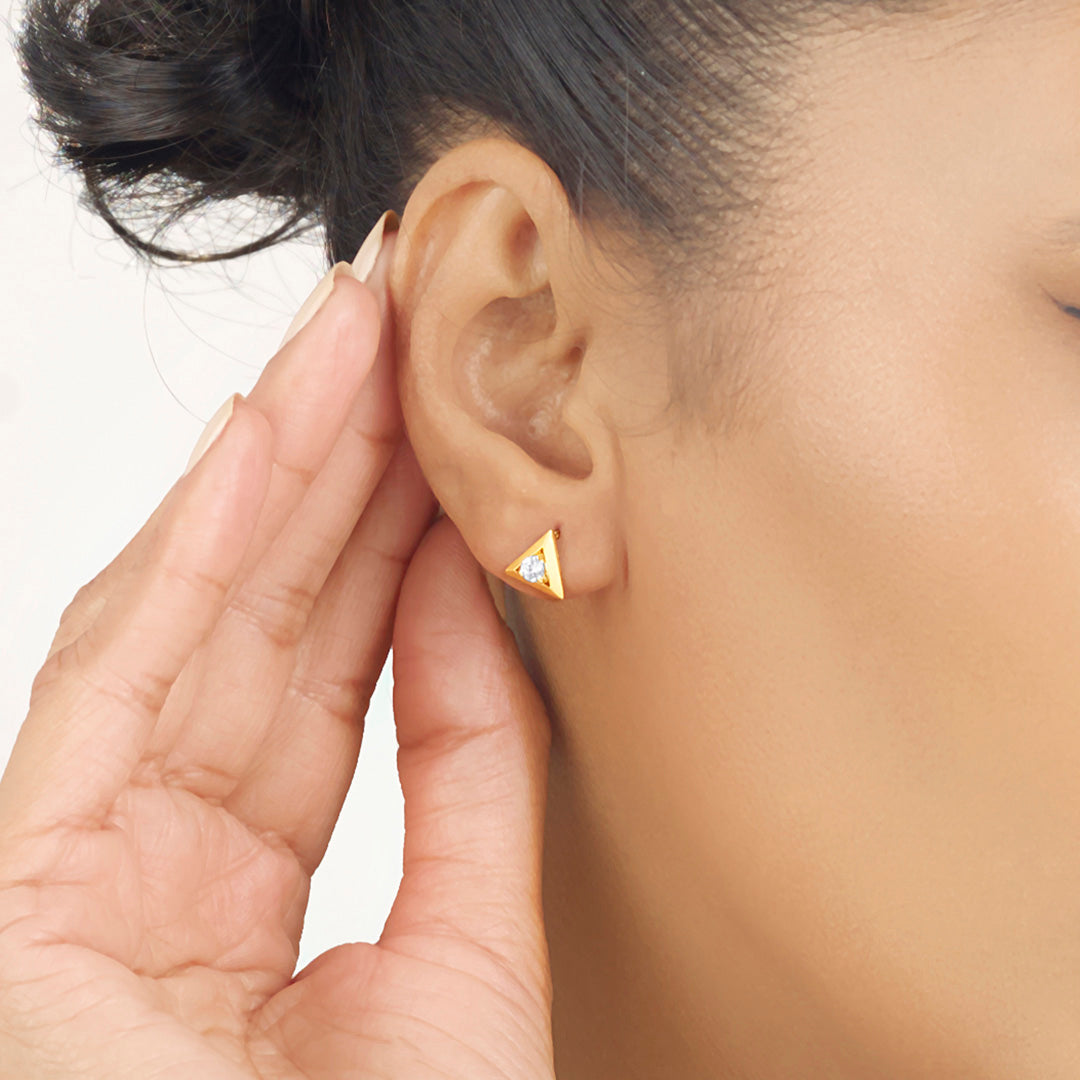 Prism Ray Gold Stud Earrings for Women