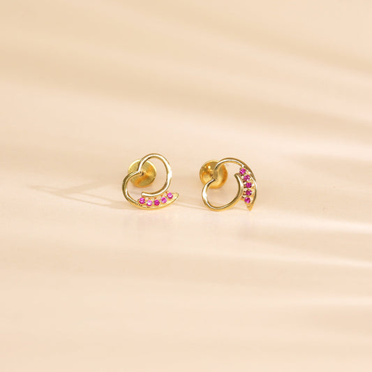 Petal Arc Gold Stud Earrings for Women