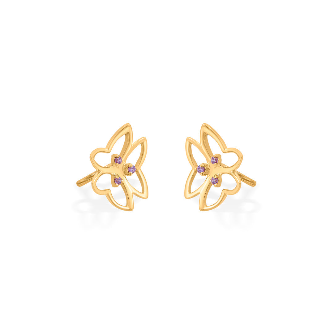 Lunar Flutter Gold Stud Earrings for Women