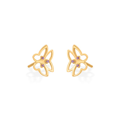 Lunar Flutter Gold Stud Earrings for Women