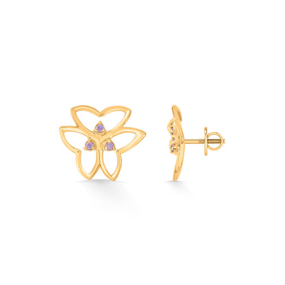 Lunar Flutter Gold Stud Earrings for Women