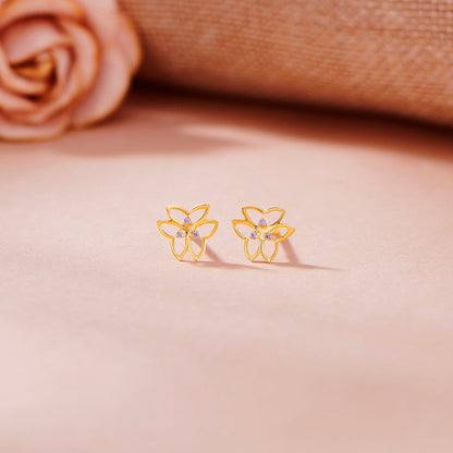 Lunar Flutter Gold Stud Earrings for Women
