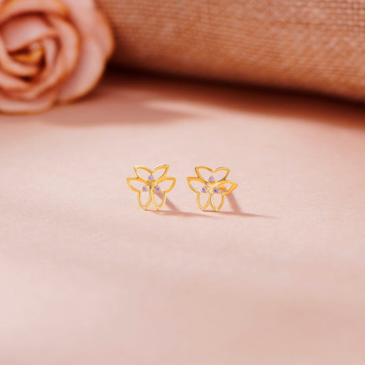 Lunar Flutter Gold Stud Earrings for Women