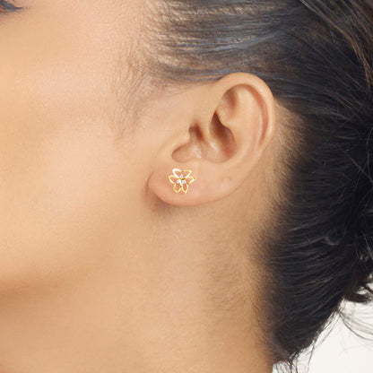 Lunar Flutter Gold Stud Earrings for Women