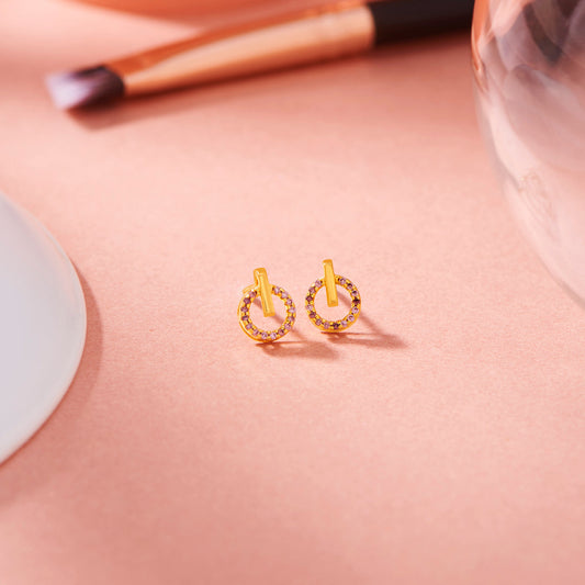 Angel Halo Gold Stud Earrings for Women