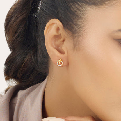 Angel Halo Gold Stud Earrings for Women
