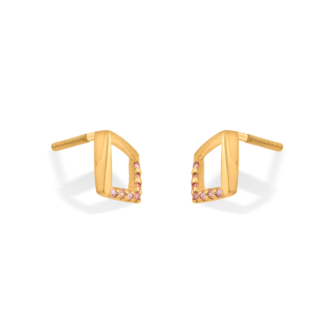 Diamond Halo Gold Stud Earrings for Women