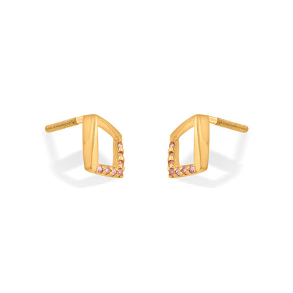 Diamond Halo Gold Stud Earrings for Women